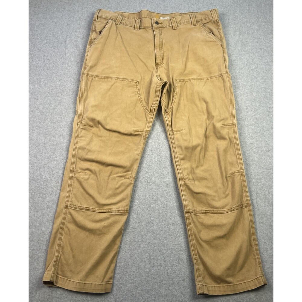 Carhartt Mens Relaxed Straight Rigby Double Front Dungaree 44x32 Hickory Tan